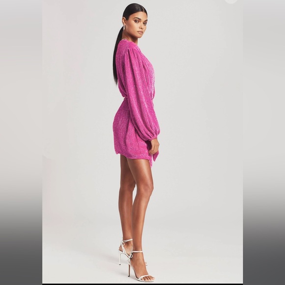 Retrofete Gabrielle Sequin hot pink dress . - Picture 3 of 10